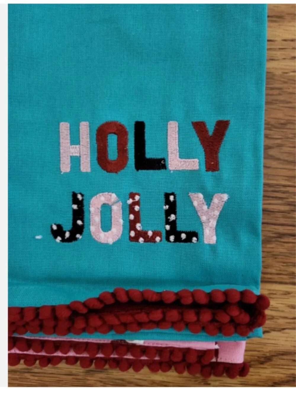 Christmas Holiday Holly Jolly & Peppermint Candy Cane Kitchen Towels Set of 2